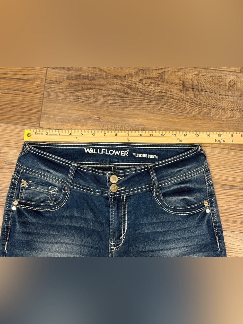 Wallflower Dark Blue Bootcut Jeans with Faded Front contract stitching - Picture 8 of 15